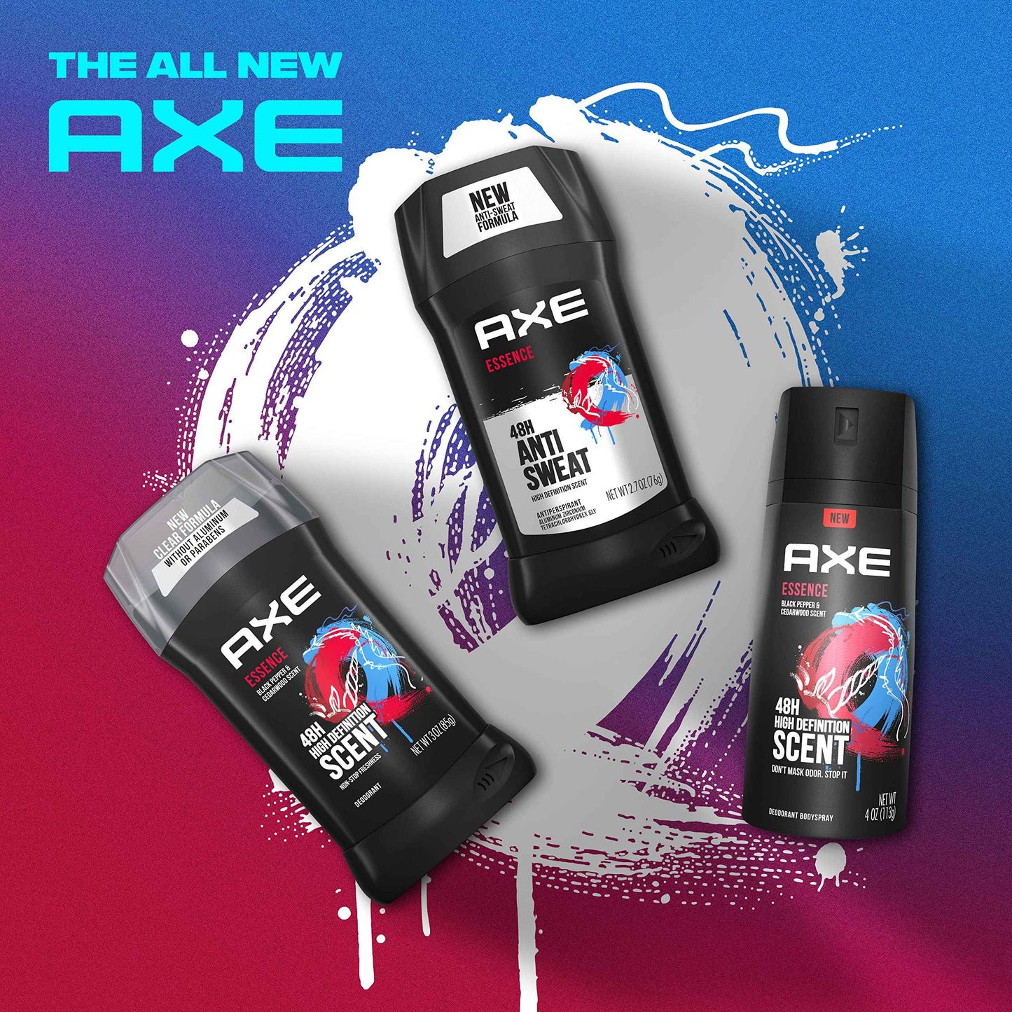 AXE Dual Action Body Spray Deodorant for Long Lasting Odor Protection Essence Black Pepper & Cedarwood Mens Deodorant Formulated Without Aluminum 4.0 oz, Twin Pack