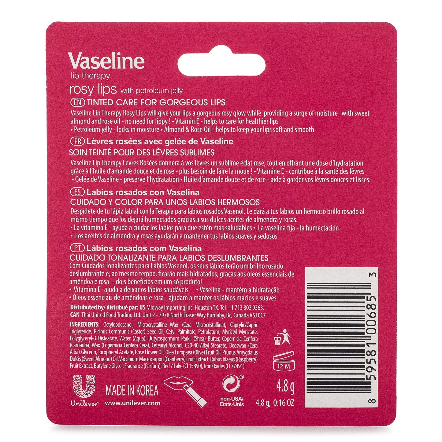 Vaseline Lip Therapy Stick with Petroleum Jelly (Rosy, 0.16 Ounce (Pack of 2))