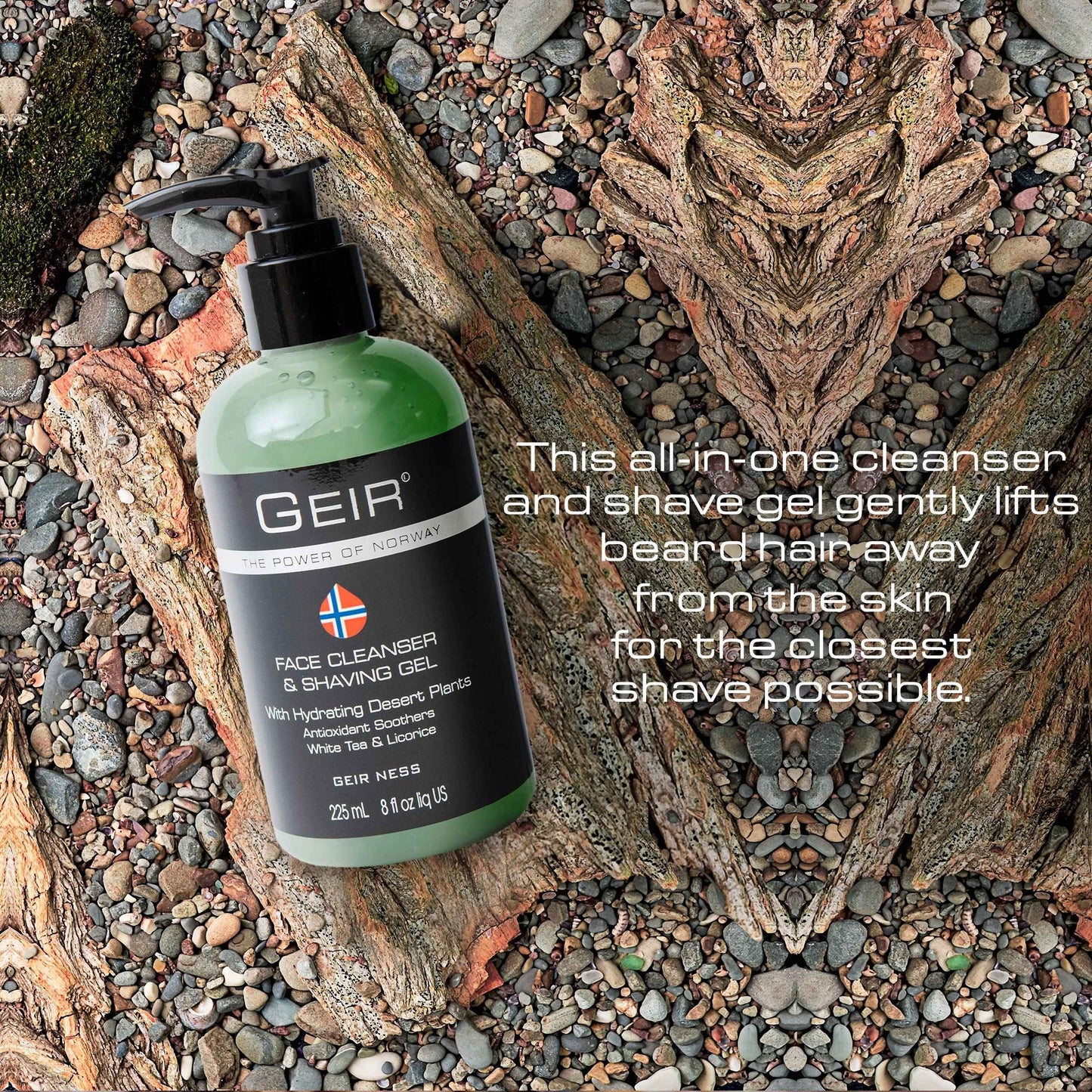Geir Ness Face Cleanser & Shave Gel for Men - Contains Arctic Algae & Minerals - Moisturizing Deep Cleansing Face Wash