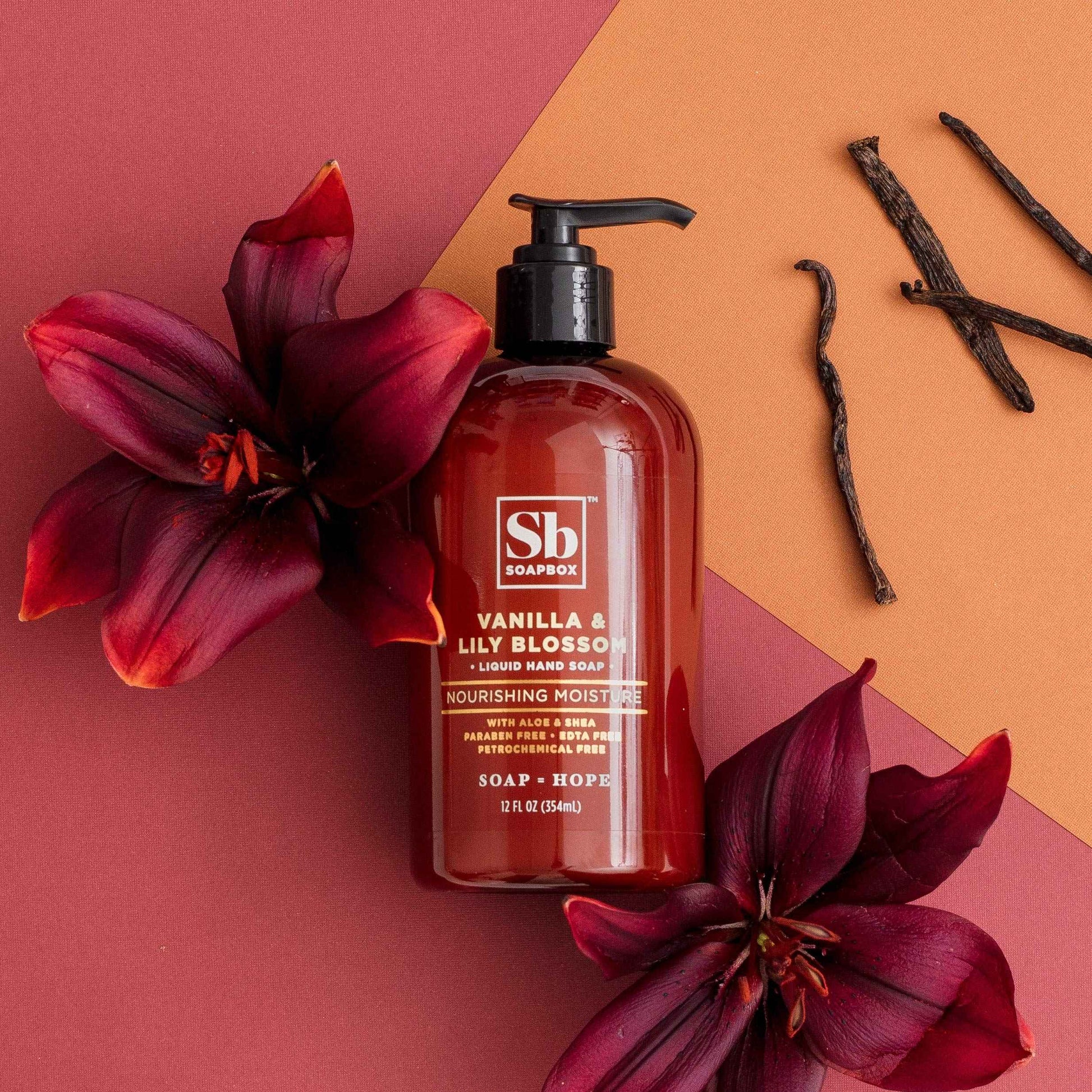 Soapbox Vanilla & Lily Blossom Liquid Hand Soap to Nourish & Add Moisture to Skin, Packed With Shea Butter to Lock-In Moisture - 1 x 340g