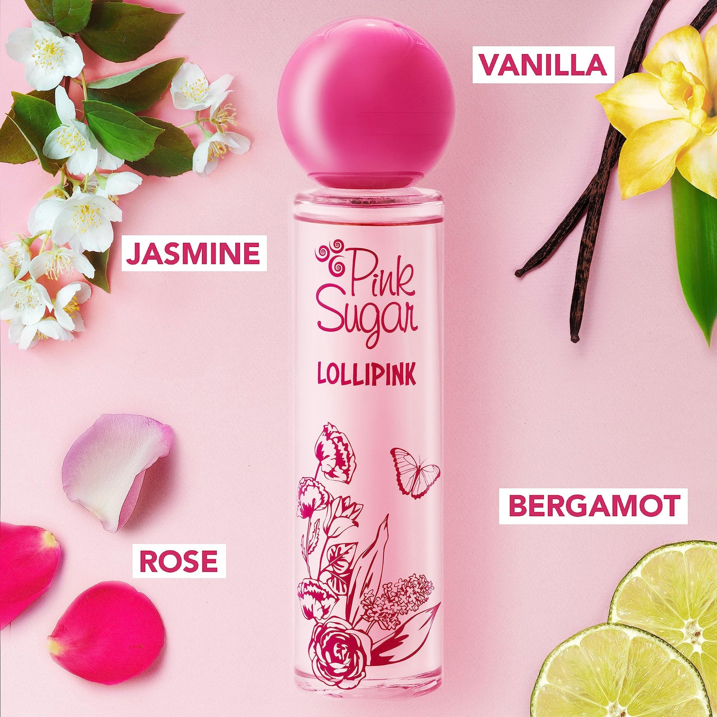 Pink Sugar Lollipink Eau De Toilette Perfume for Women, Fruity Floral Scent, Sweet Notes of Apple, Rose, and Vanilla, Feminine, Sophisticated, Long Lasting, 1.7 Fl Oz