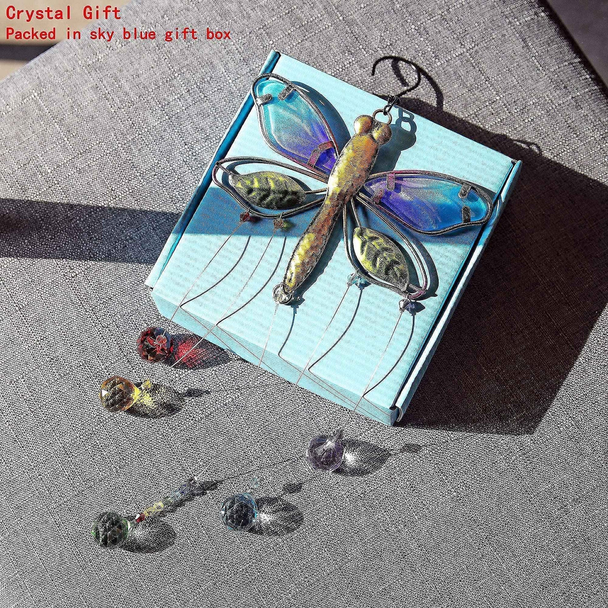 Dragonfly Glass Perfume Bottle and Hanging Crystal Suncatcher Pendant3
