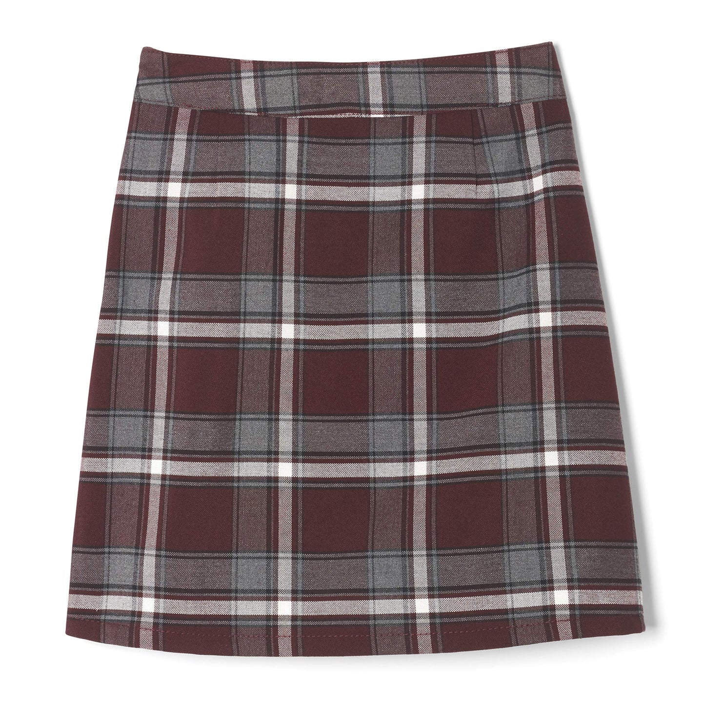 French Toast Girls Adjustable Waist Pleated-front Two-tab Scooter Skirt, Burgundy Plaid, 4 US