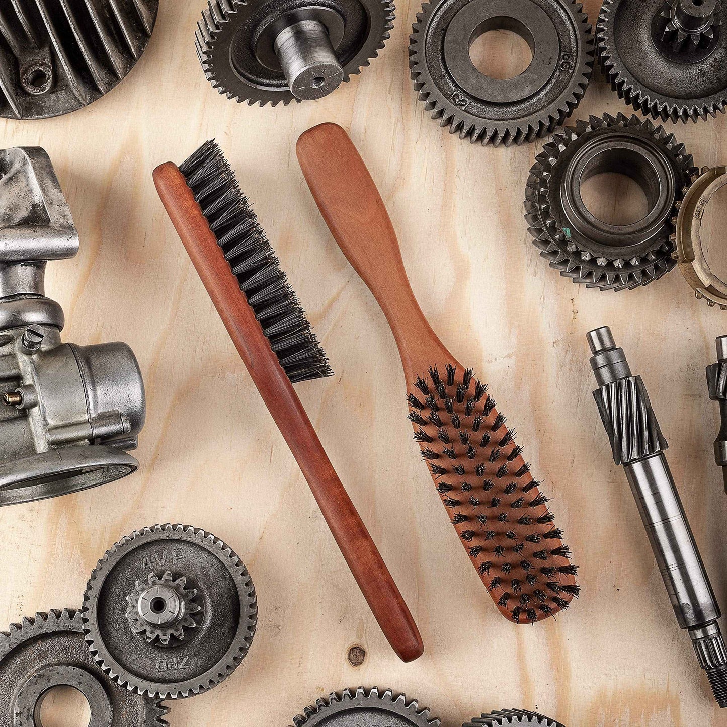 ZilberHaar Long Hair & Beard Brush - Made From Stiff First Cut Boar Bristles And Pearwood - Perfect Beard Care for Men - Works with all Beard Balms and Oils - 8.5 inches long