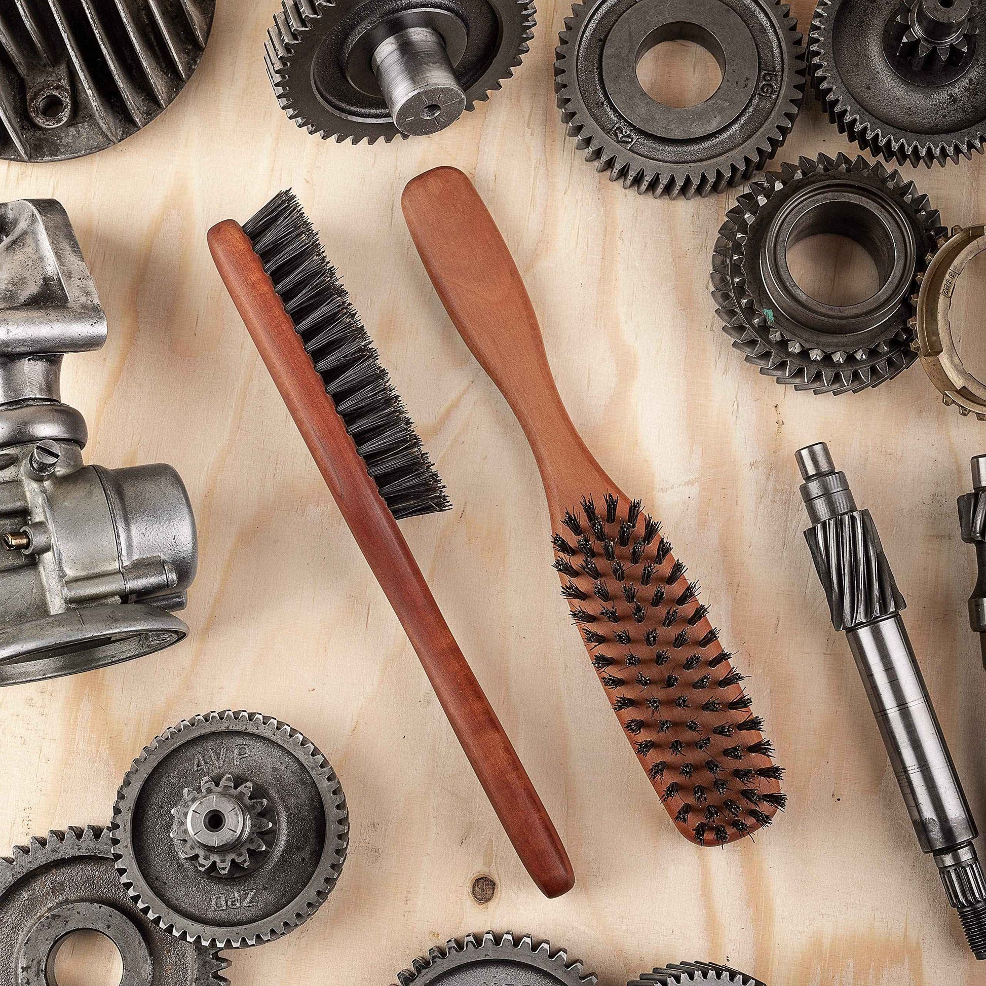 ZilberHaar Long Hair & Beard Brush - Made From Stiff First Cut Boar Bristles And Pearwood - Perfect Beard Care for Men - Works with all Beard Balms and Oils - 8.5 inches long