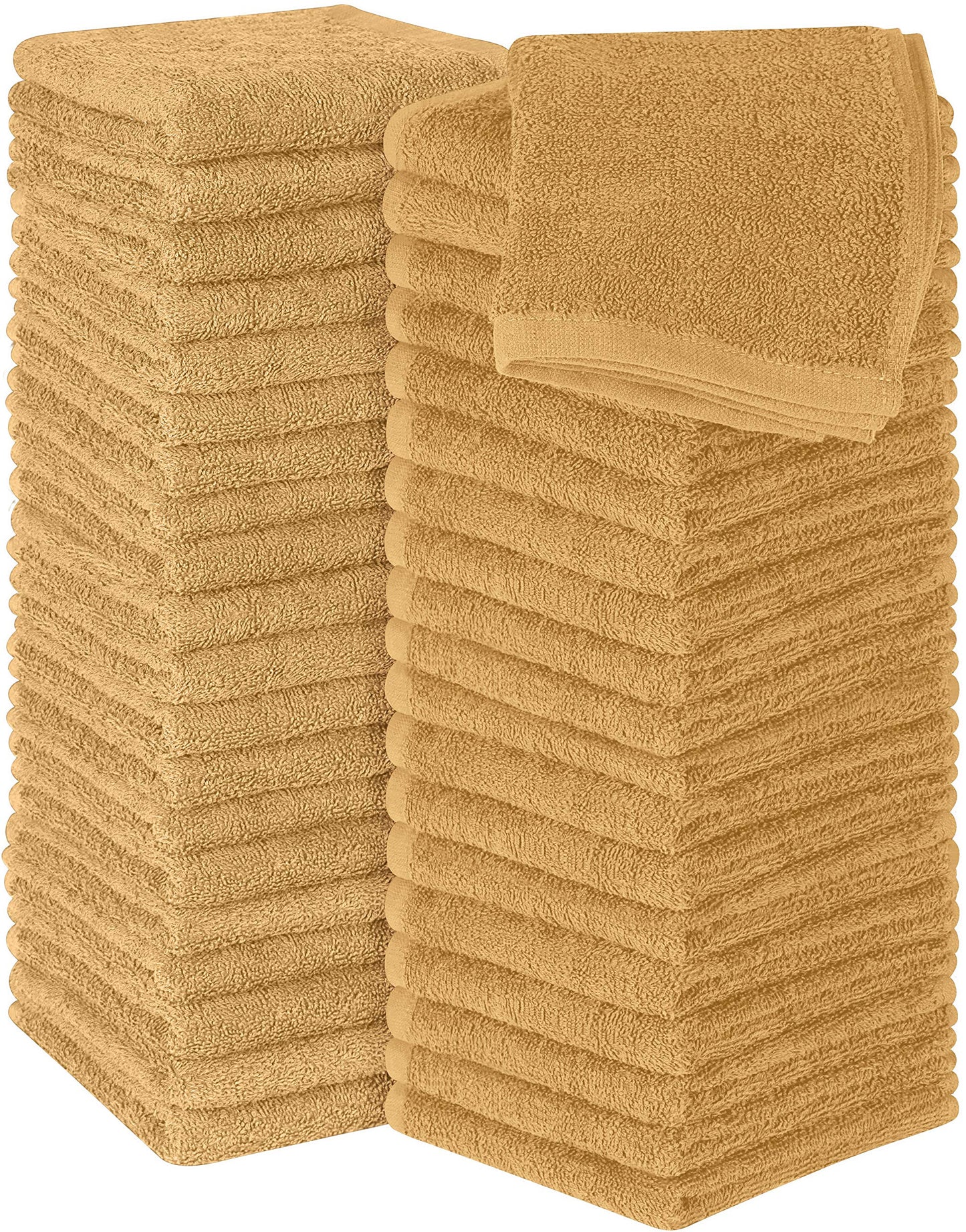 Utopia Towels 60 Pack Cotton Washcloths Set - 100% Ring Spun Cotton, Premium Quality Flannel Face Cloths, Highly Absorbent and Soft Feel Fingertip Towels (Beige)