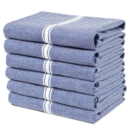 LANE LINEN Kitchen Towels Set - 100% Pure Cotton Dish Towels for Kitchen, Super Absorbent Kitchen Hand Towel, Blue Tea Towels, Soft & Durable Dish Cloths, Pack of 6 – 15”x25”, Blue Chambray