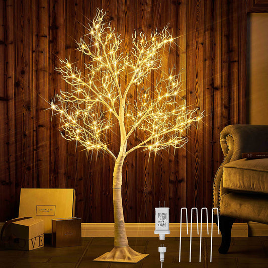 Hairui Lighted White Twig Tree with Fairy Lights 4FT 150 LED Lights for Christmas Home Holiday Decoration Indoor Outdoor Use