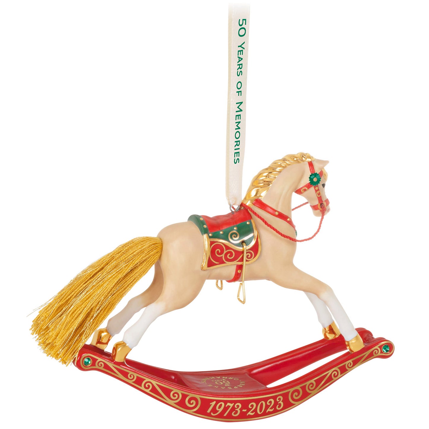 Hallmark Keepsake Christmas Ornament 2023, 50 Years of Memories Rocking Horse Special Edition Porcelain Ornament