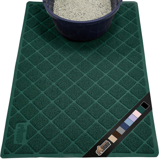 The Original Gorilla Grip Water Resistant Cat Litter Box Trapping Mat, Easy Clean, Textured Backing, Traps Mess for Cleaner Floors, Less Waste, Stays in Place for Cats, Soft on Paws, 24x17 Green