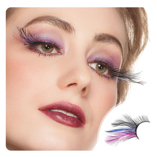 Dorisue Rainbow lashes Black Blue Purple Feather eyelashes Costume halloween eyelashes show False Eyelash Feather lashes Feather extensions for Women Girls at Dramatic events