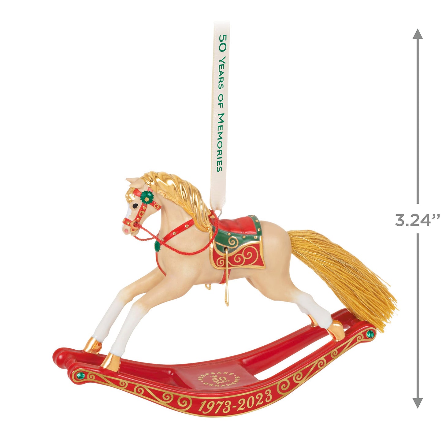 Hallmark Keepsake Christmas Ornament 2023, 50 Years of Memories Rocking Horse Special Edition Porcelain Ornament