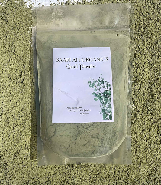 SAAFI AH ORGANICS Qasil Powder Natural Leaf Powder, exfoliates, detoxifies, Helps with clogged pores and Blemishes. soap,Used as a Shampoo. (Large 5 oz)