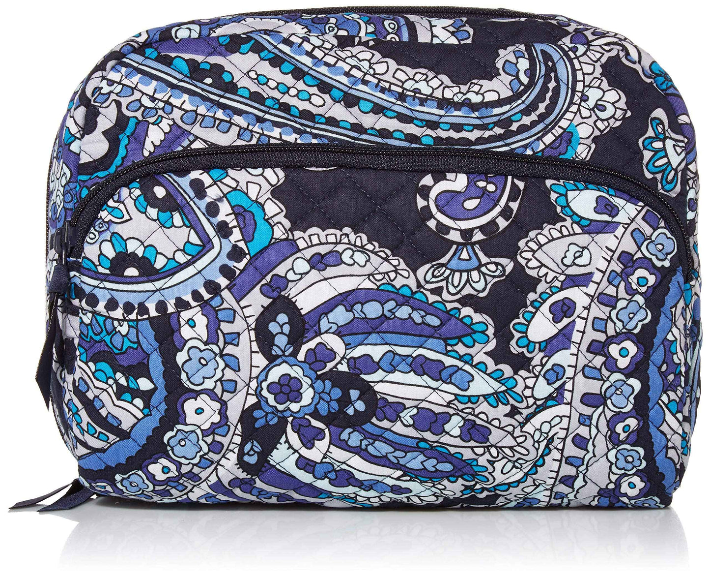 Vera Bradley Women's Cotton Lay Flat Cosmetic Makeup Organizer Bag, Deep Night Paisley, One Size