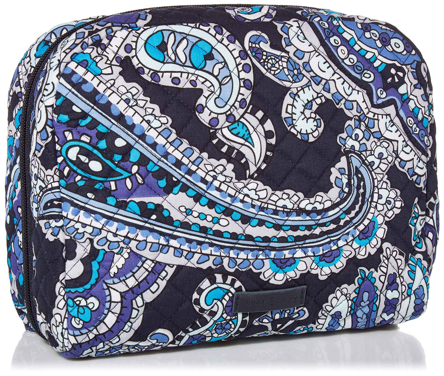 Vera Bradley Women's Cotton Lay Flat Cosmetic Makeup Organizer Bag, Deep Night Paisley, One Size