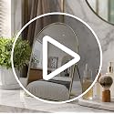 Gold Arched Makeup Mirror with 360° Stand, 12x9 Inch