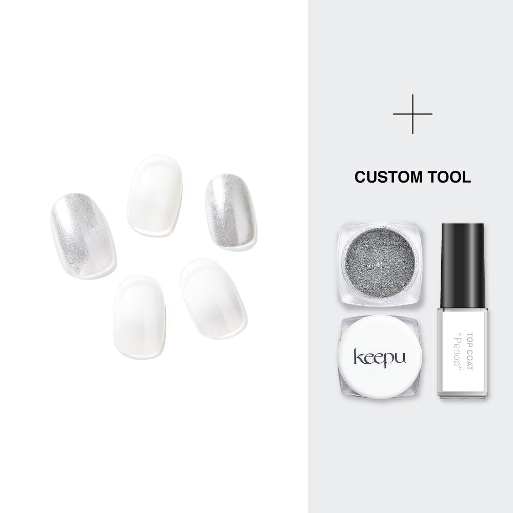 [K-Beauty] Keepu Custom Nail Kit Mirror Powder Urban Snow-Silver (NO LED Lamp required)