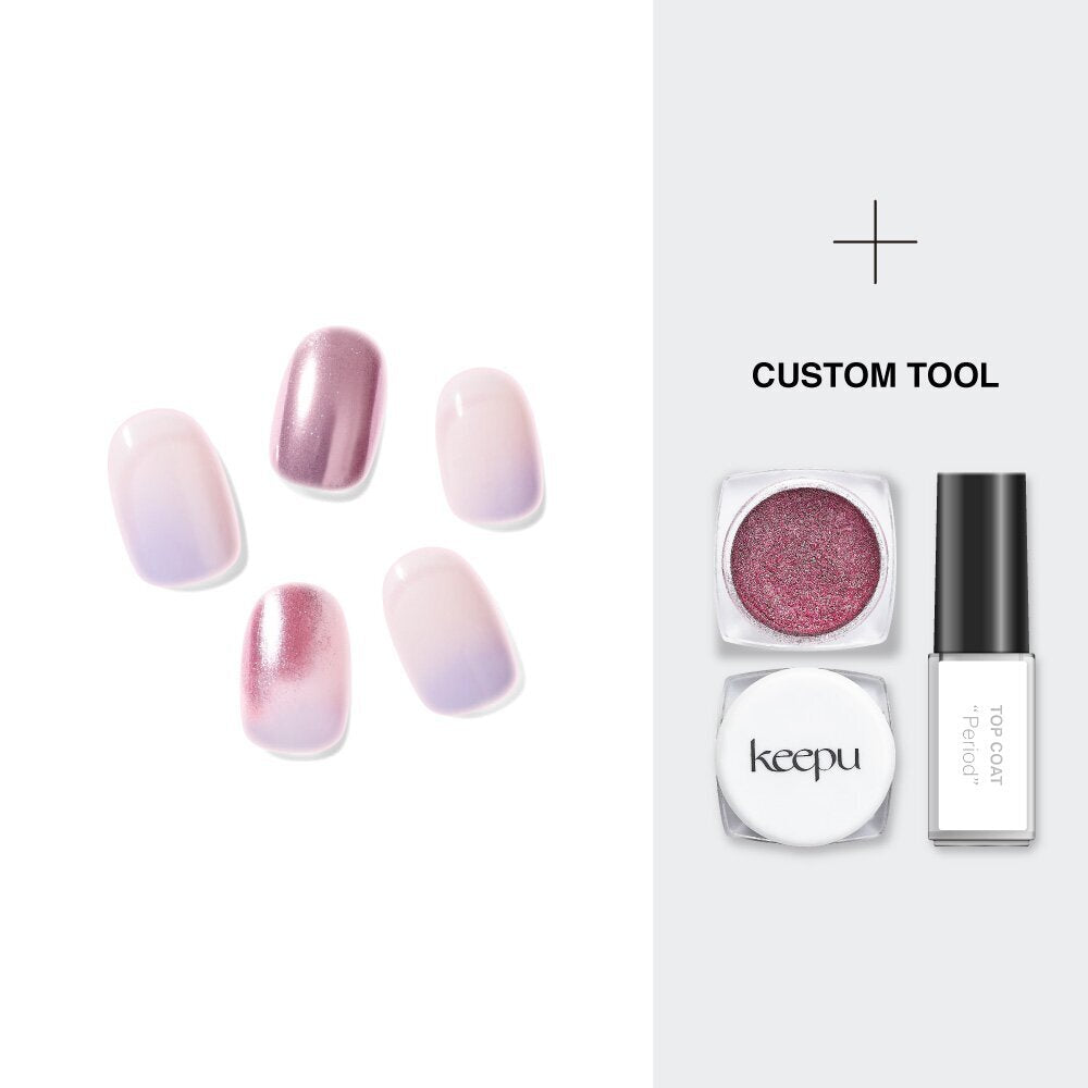 [K-Beauty] Keepu Custom Nail Kit Mirror Powder Pink Galaxy-Purple (NO LED Lamp required)