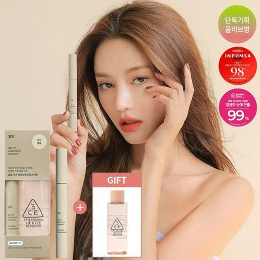 [K-Beauty] [Olive Young Special Offer] 3CE Slim Fix Water Proof Mascara Special Offer #Black_with Eye Remover as a gift