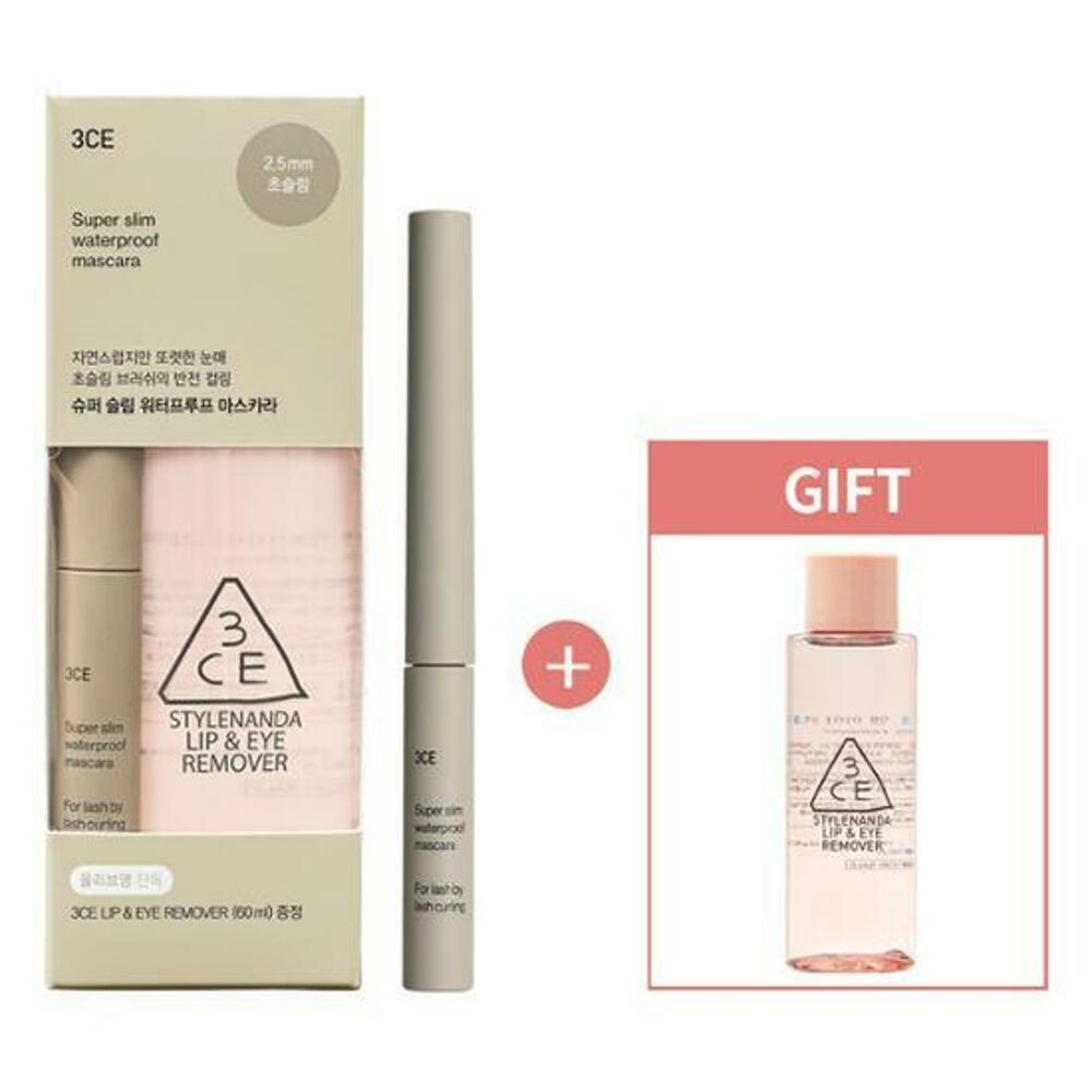 [K-Beauty] [Olive Young Special Deal] 3CE Super Slim Waterproof Mascara Special Offer #Black_With Eye Remover as a gift