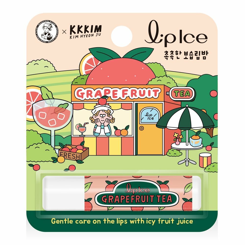 [K-Beauty] MENTHOLATUM Lip Ice Lip Balm 3.5g #Grape Fruit Tea