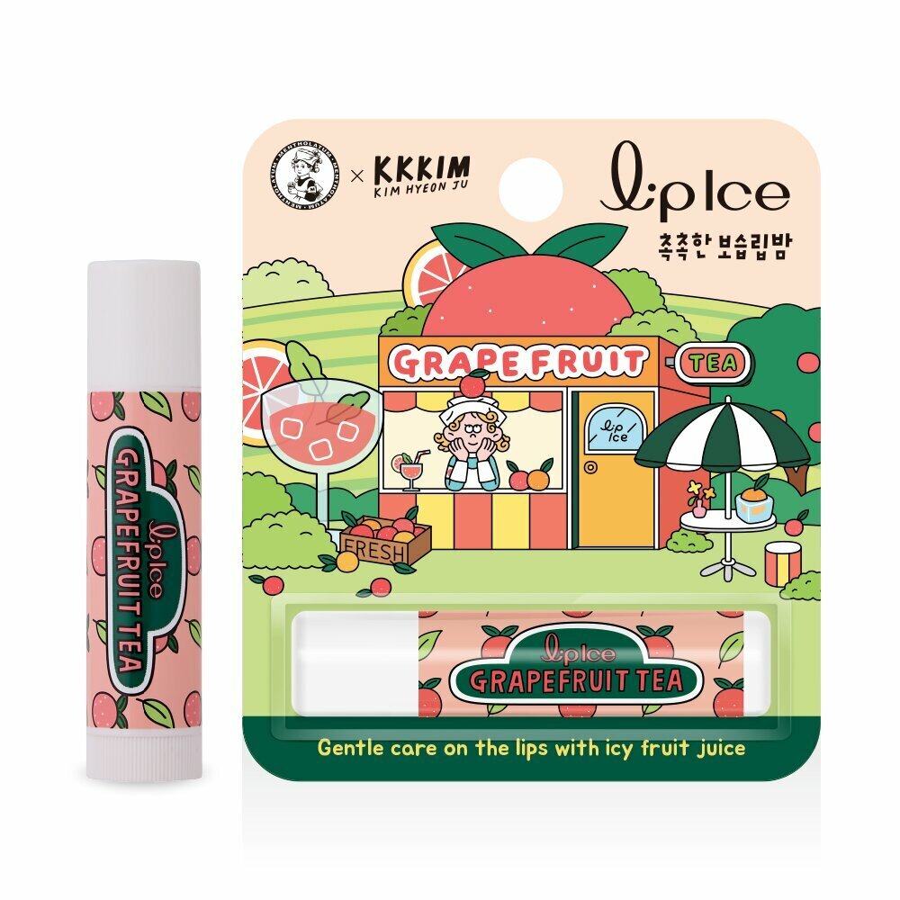 [K-Beauty] MENTHOLATUM Lip Ice Lip Balm 3.5g #Grape Fruit Tea