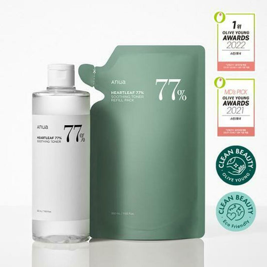 [K-Beauty] Anua Heartleaf 77% Soothing Toner 350mL Special Set (+350mL Refill)