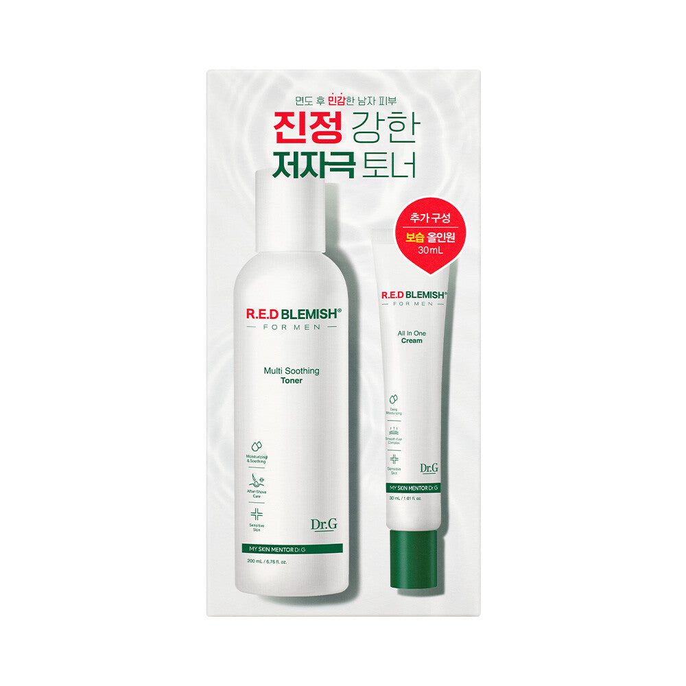 [K-Beauty] Dr.G Red Blemish For Men Multi Soothing Toner 200mL (+All In One Cream 30mL)