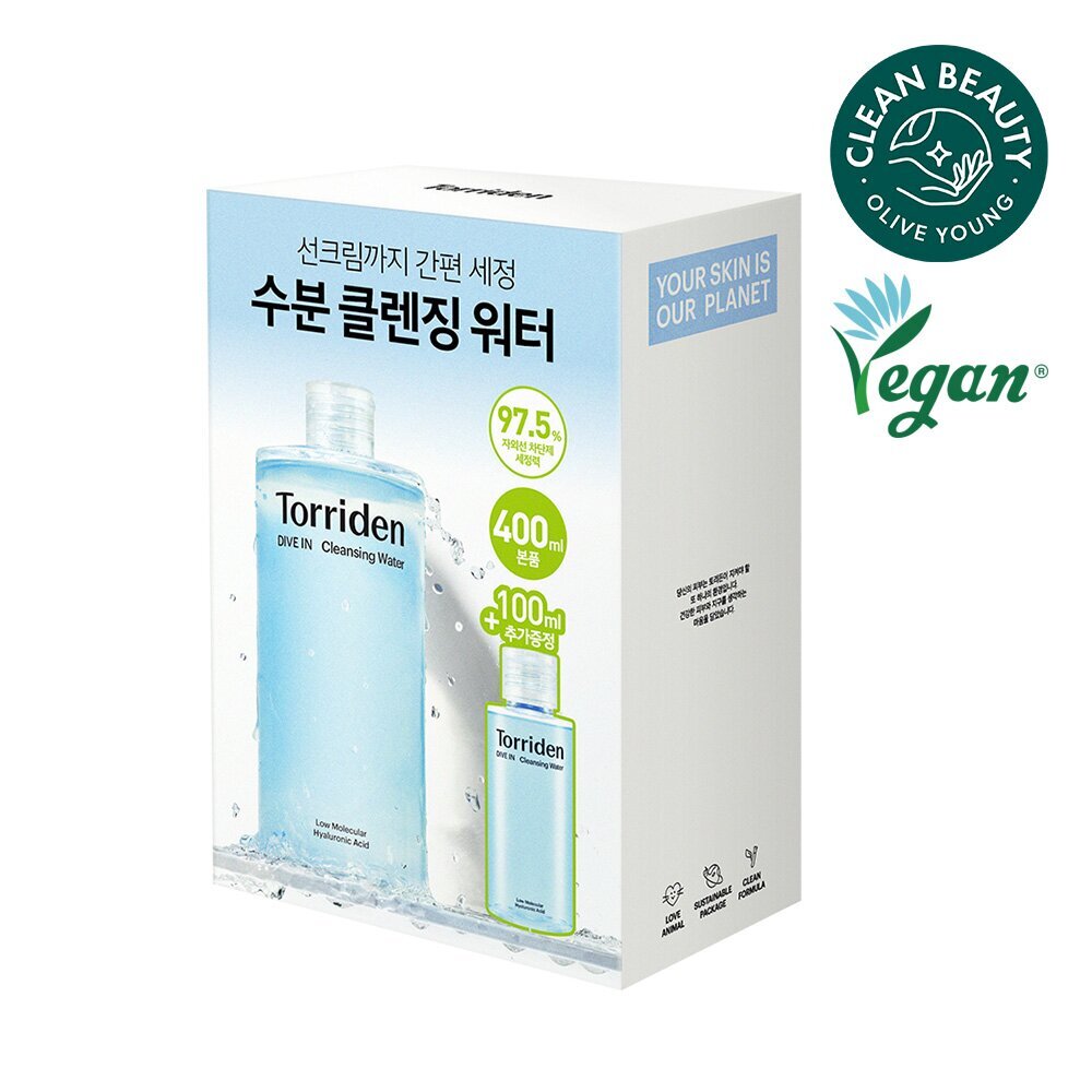 [K-Beauty] Torriden Dive-In Low Molecule Hyaluronic Acid Cleansing Water 400mL Special Set (+100mL)