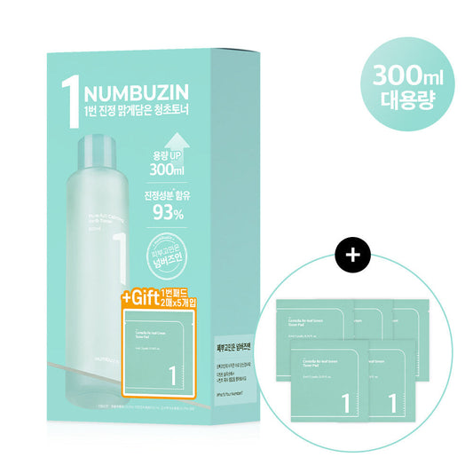 [K-Beauty] numbuzin No. 1 Calming Herb Toner 300mL Special Set (+10 Toner Pads)