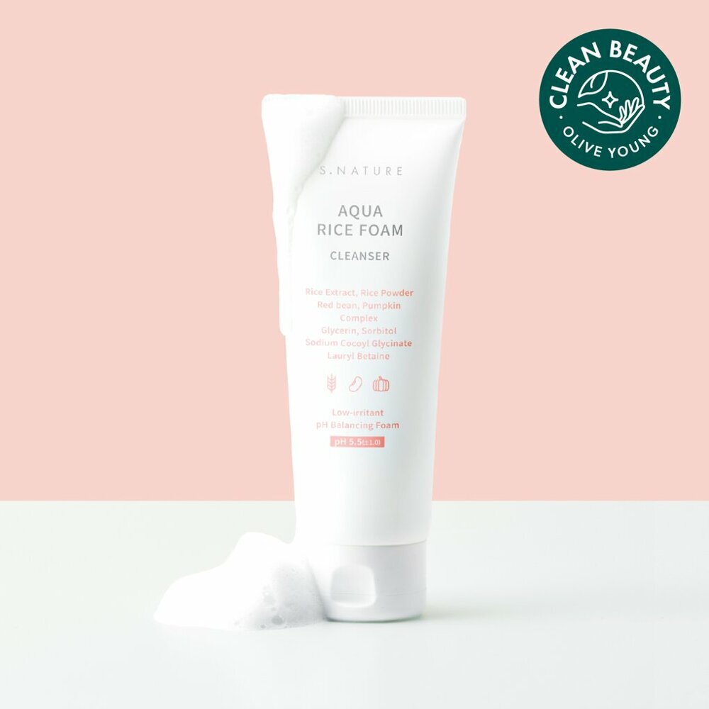 [K-Beauty] S.NATURE Aqua Rice Mild Acidic Foam Cleanser 160mL