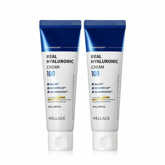 [K-Beauty] WELLAGE Real Hyaluronic 100 Cream 50mL Double Pack