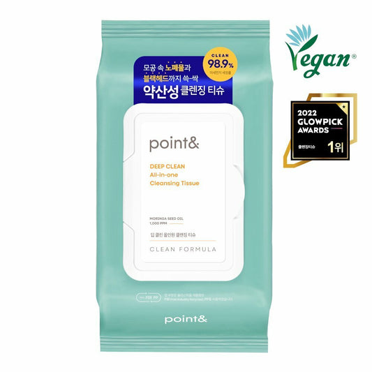 [K-Beauty] Point& Deep Clean All In One Cleansing Tissue 80 Sheets