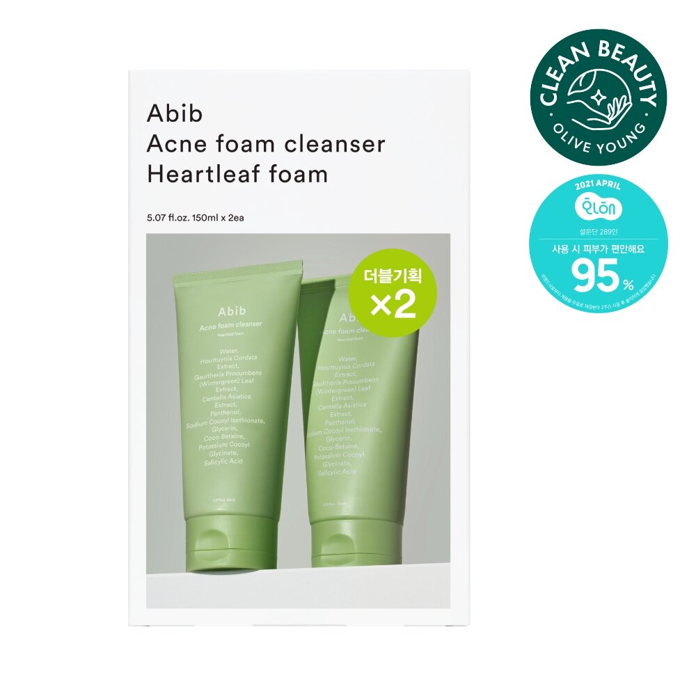 [K-Beauty] Abib Acne Foam Cleanser Heartleaf Foam 150mL Double Pack