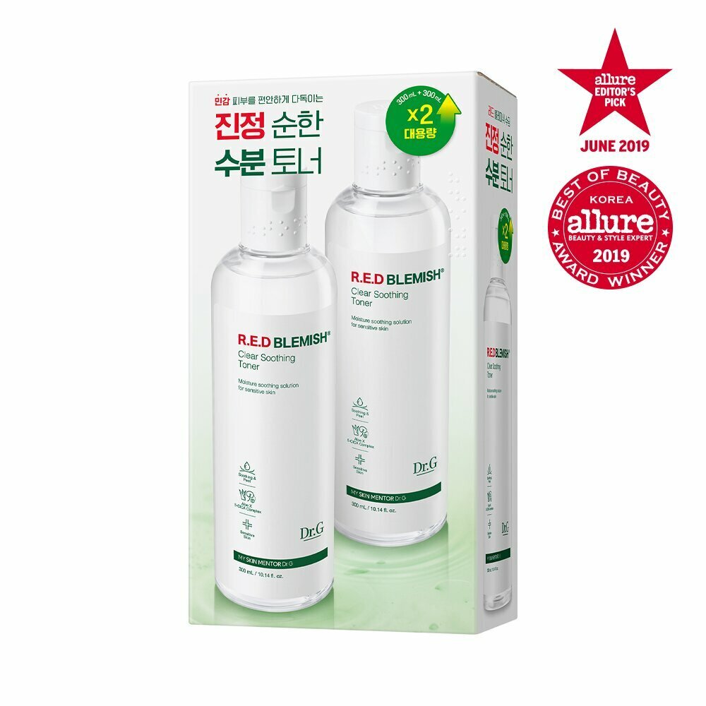 [K-Beauty] [NEW] Dr.G Red Blemish Clear Soothing Toner 300mL + 300mL Duo Set