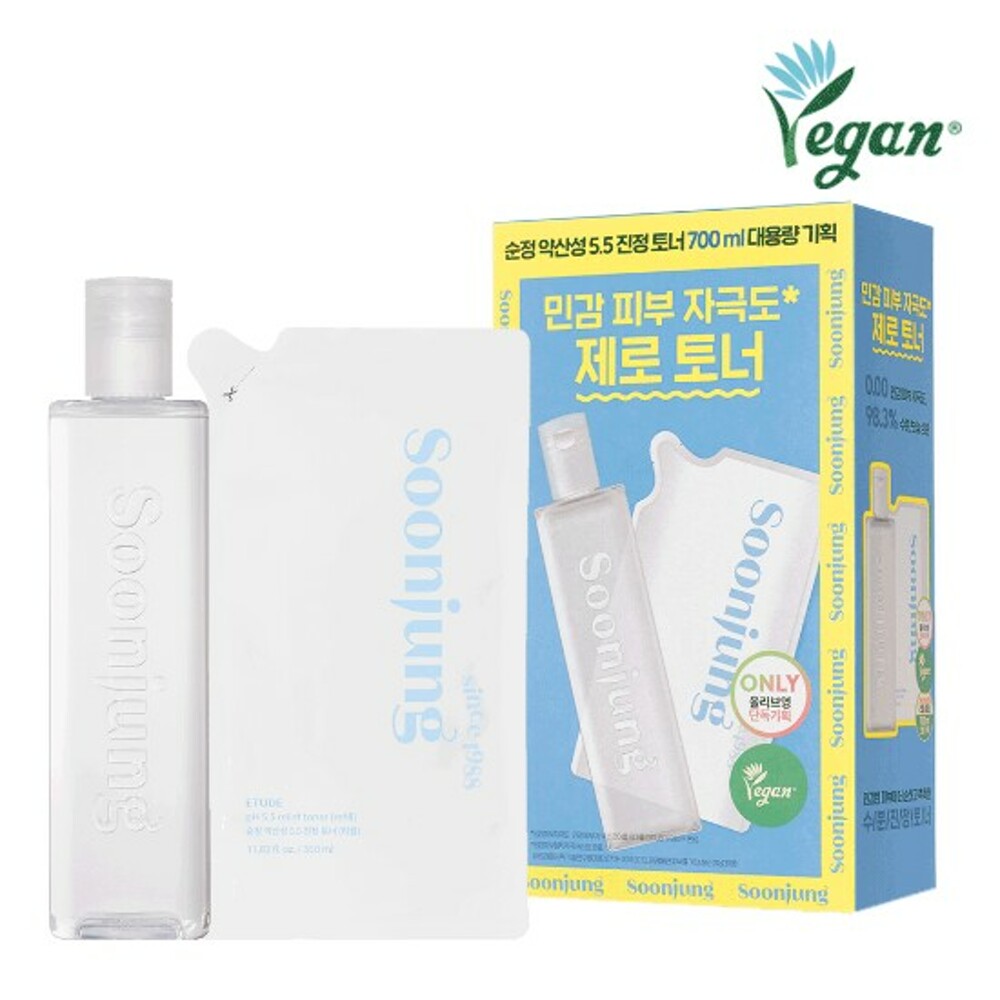 [K-Beauty] ETUDE Soonjung pH 5.5 Calming Toner 700mL Special Set (350mL + 350mL)