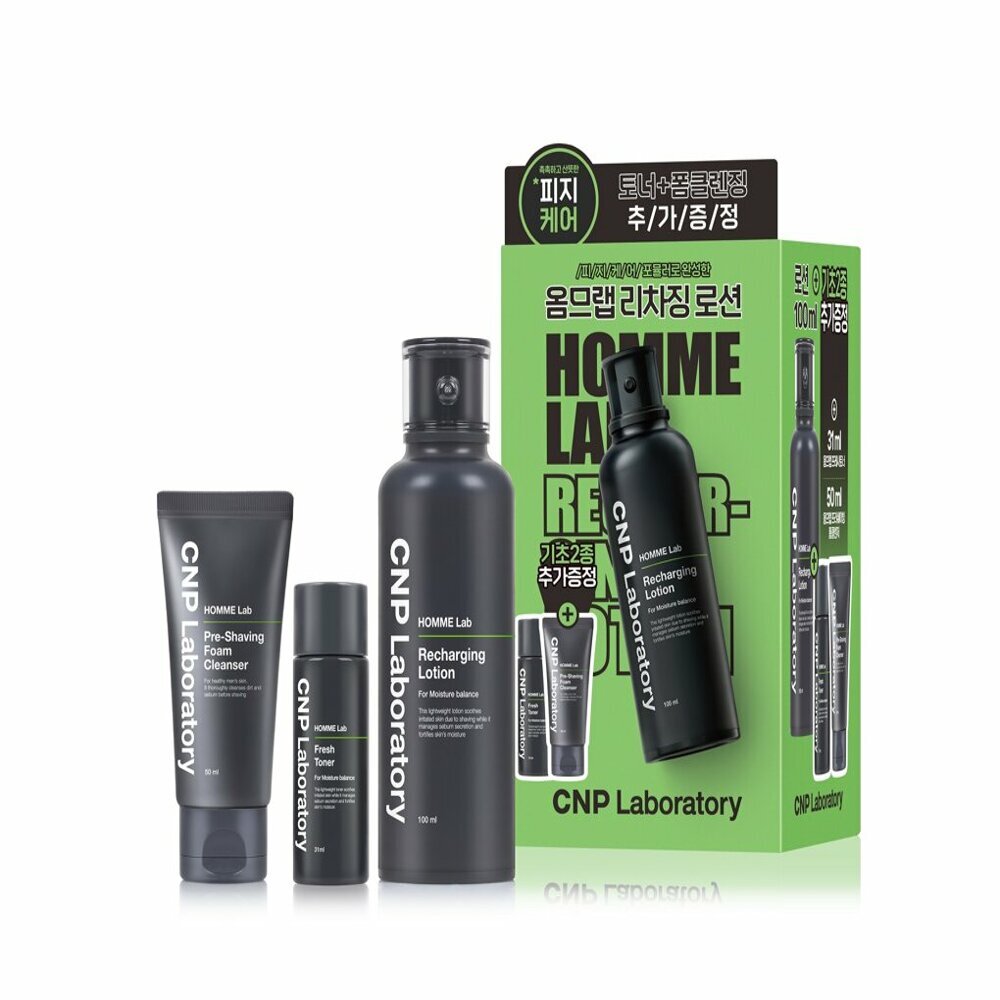 [K-Beauty] CNP Homme Lab Recharging Lotion 100mL Special Set (+Toner 31mL & Cleansing Foam 50mL)