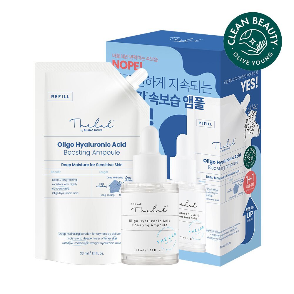 [K-Beauty] THE LAB by blanc doux Oligo Hyaluronic Acid Boosting Ampoule 30mL Special Set with Refill