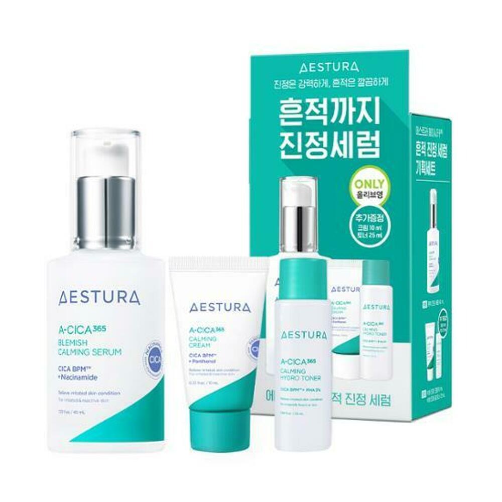 [K-Beauty] AESTURA A-Cica 365 Blemish Calming Serum 40mL Special Set (+Cream 10mL + Toner 25mL)