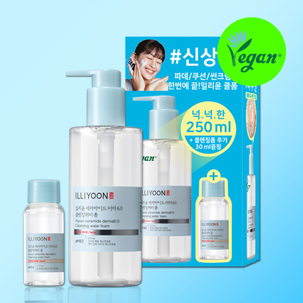 [K-Beauty] ILLIYOON Ceramide Derma 6.0 Cleansing Water Foam Special Set (250mL + 30mL)