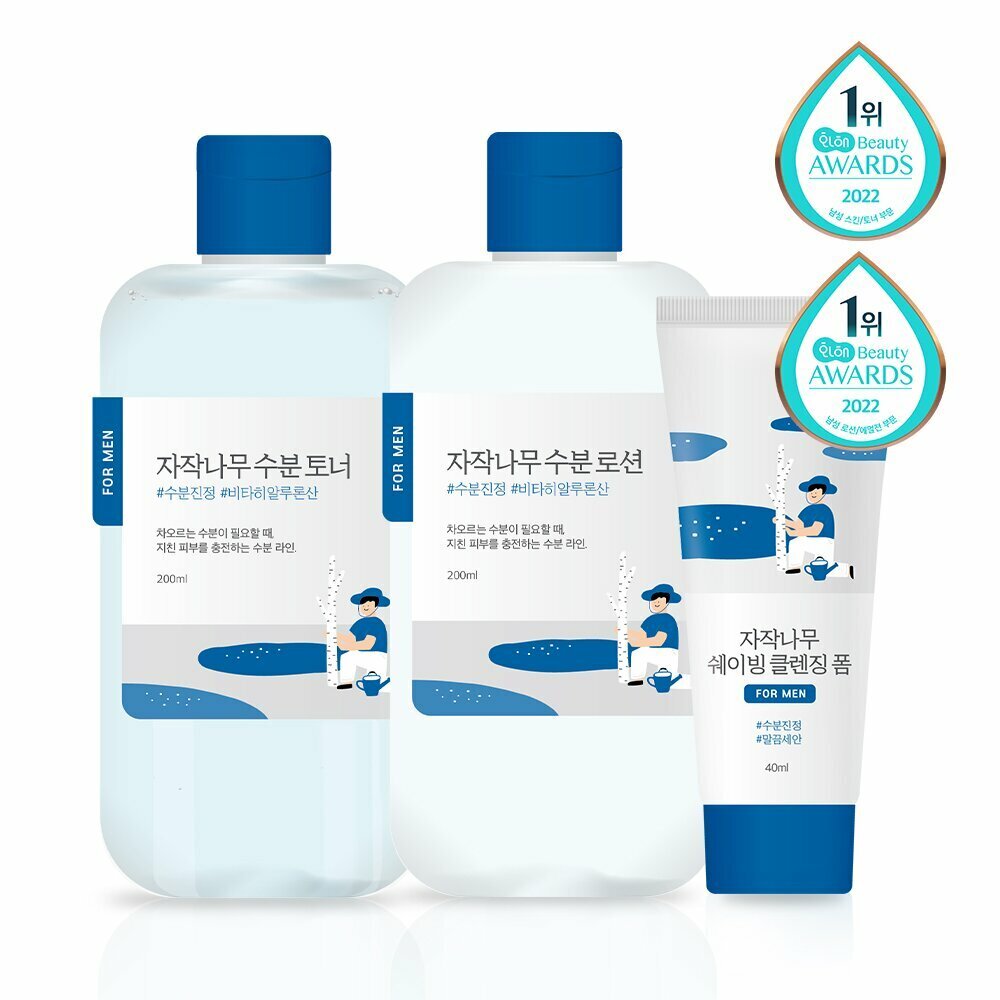 [K-Beauty] ROUND LAB For Men Birch Juice Toner / Lotion 200mL Set (+Shaving Foam 40mL)