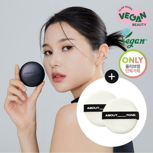 [K-Beauty] ABOUT_TONE Blur Powder Pact 10g #03 Natural Special Set with Puff