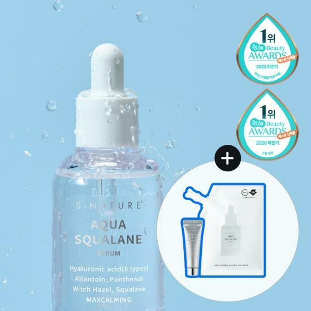 [K-Beauty] S.NATURE Aqua Squalane Serum 50mL (+50mL Refill + Moisturizing Cream 10mL)