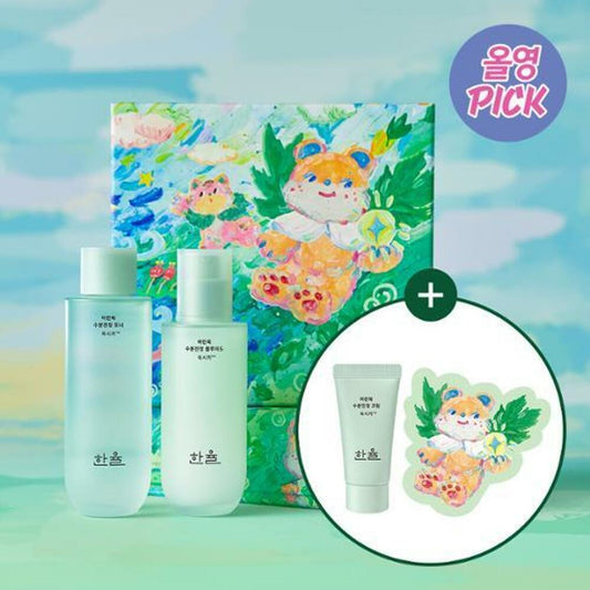 [K-Beauty] HANYUL Pure Artemisia Calming Duo Skincare Set (Toner 150mL+Fluid 125mL+Cream 15mL+Cotton Pads 20ea+Card)