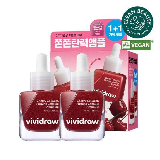 [K-Beauty] vividraw Cherry Collagen Firming Capsule Ampoule 40mL 1+1 Special Set