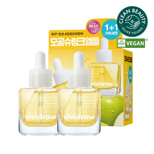 [K-Beauty] vividraw Apple Vinegar Pore Shrinkee Ampoule 40mL 1+1 Special Set