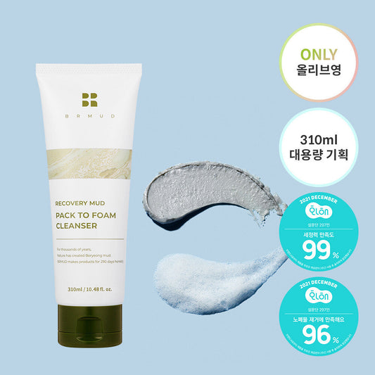 [K-Beauty] BRMUD Recovery Mud Back To Foam Cleanser 310mL Large Size