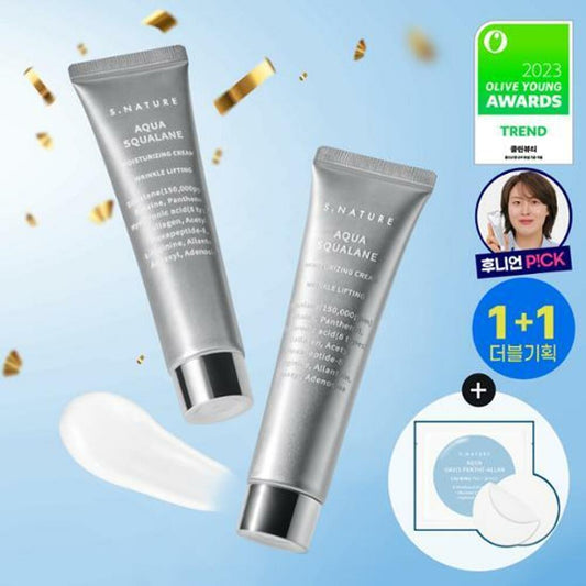 [K-Beauty] S.NATURE Aqua Squalane Moisturizing Cream 60mL Double Set (+Calming Pad 2P)