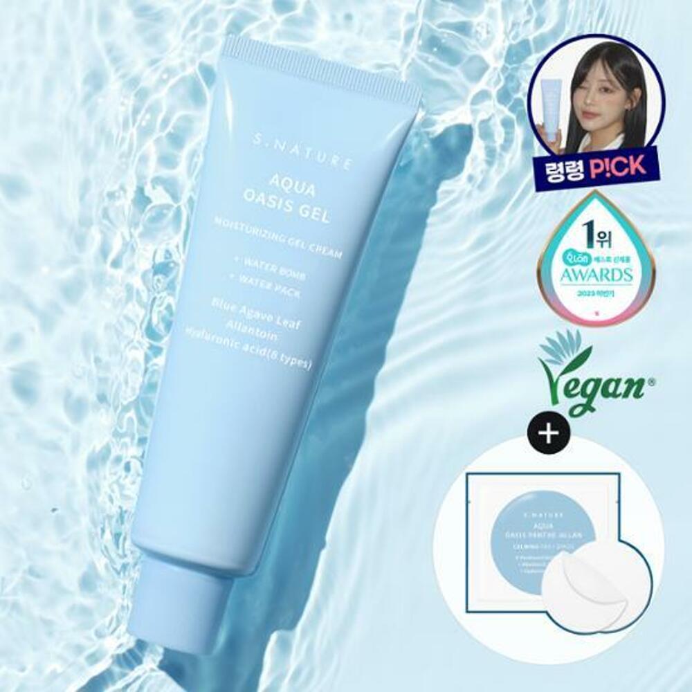 [K-Beauty] S.NATURE Aqua Oasis Gel Moisturizing Gel Cream 90mL Special Set (+Calming Pad 2P)