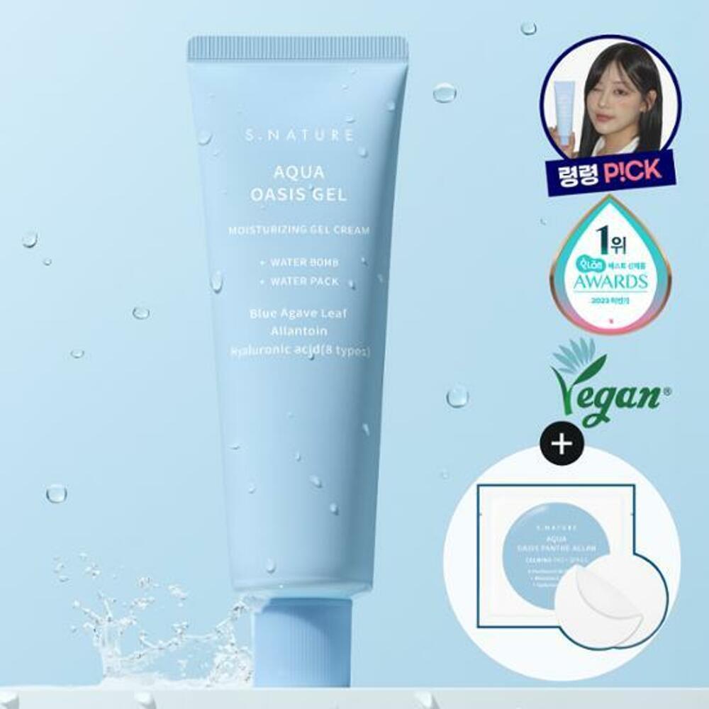 [K-Beauty] S.NATURE Aqua Oasis Gel Moisturizing Gel Cream 90mL Special Set (+Calming Pad 2P)